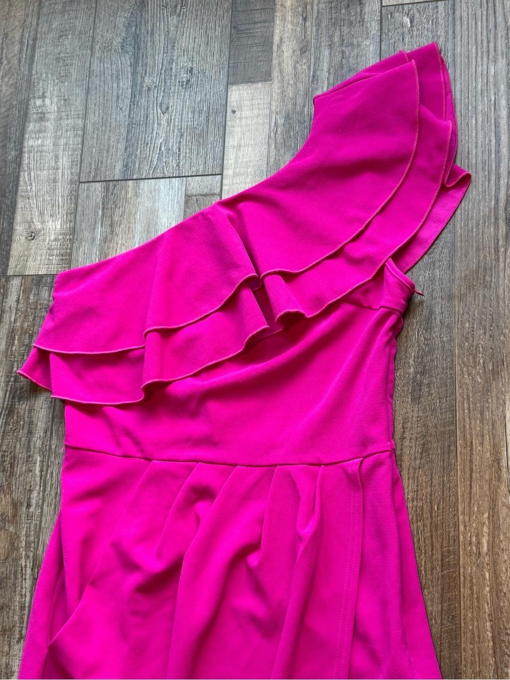 Grace Karin One-Shoulder Ruffle Sheath Dress in Hot Pink - Picture 3 of 5